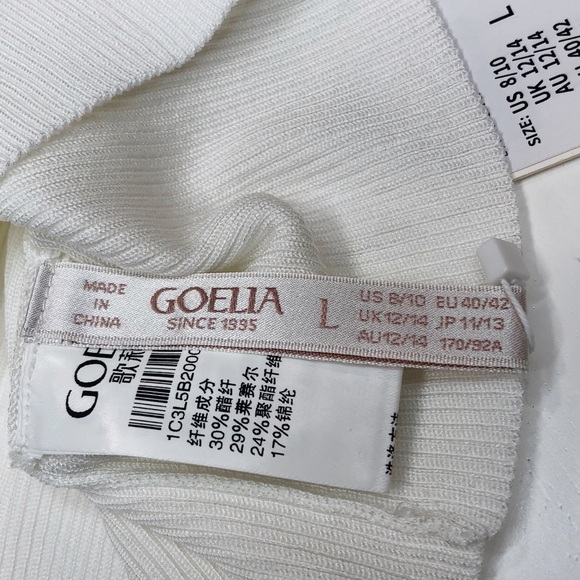 Goelia Acetate Knitted Ruched Vest Women's Tank Top Off White Size Large NEW - Picture 9 of 16